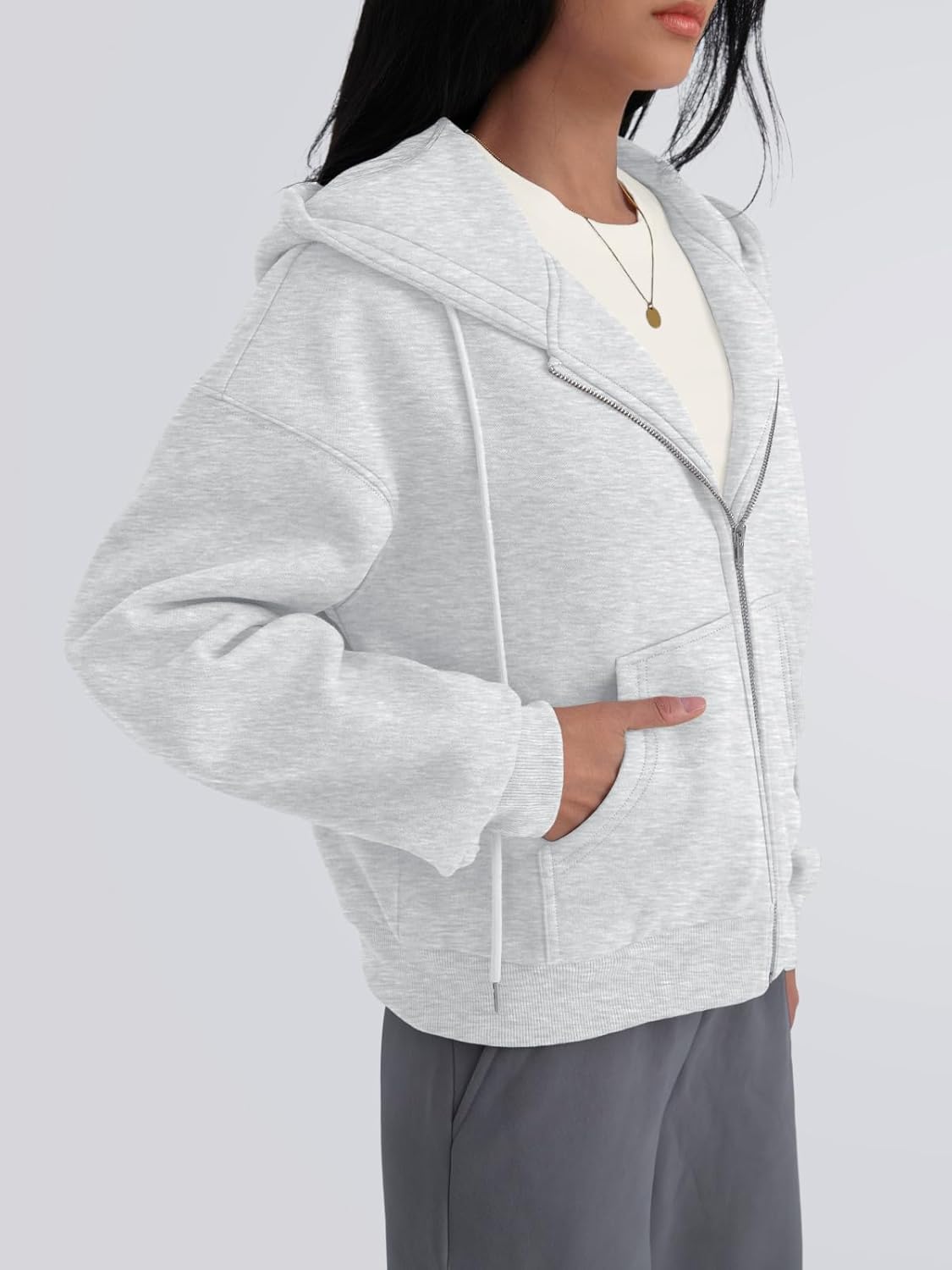 Trendy Queen Zip Up Hoodies For Women Cropped Sweatshirts Fall Fashion Outfits 2026 Y2k Fleece Teen Girls Clothes