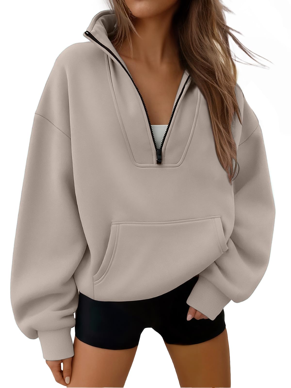 Trendy Queen Womens Sweatshirts Quarter Half Zip Pullover Workout Hoodies Fall Fashion 2026 Winter Fleece Jackets Sweaters