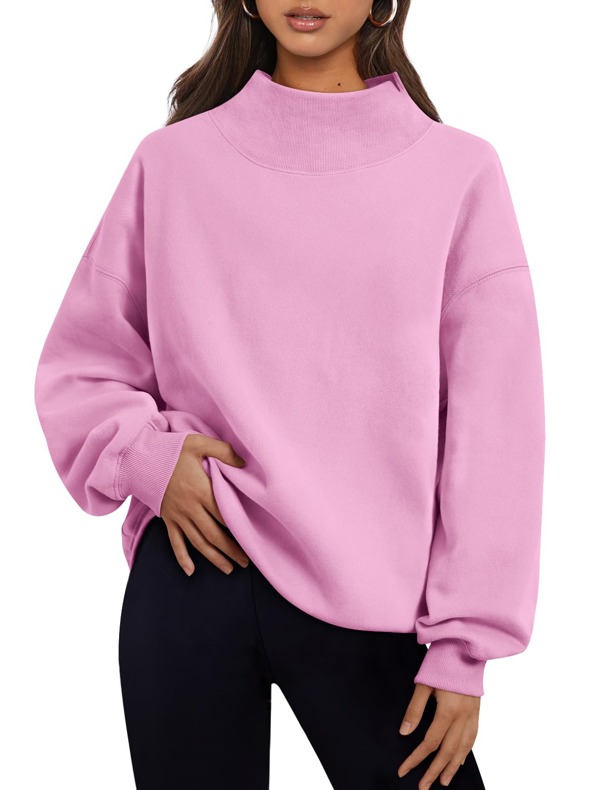 Trendy Queen Womens Oversized Sweatshirts Mock Neck Pullover Long Sleeve Tops Fall Fashion Outfits 2026 Clothes