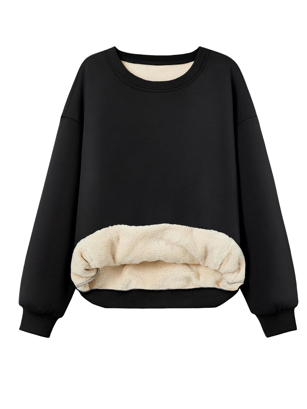 Trendy Queen Fleece Sherpa Lined Sweatshirts for Women 2025 Fall Fashion Winter Crewneck Pullover Hoodies Outfits Clothes