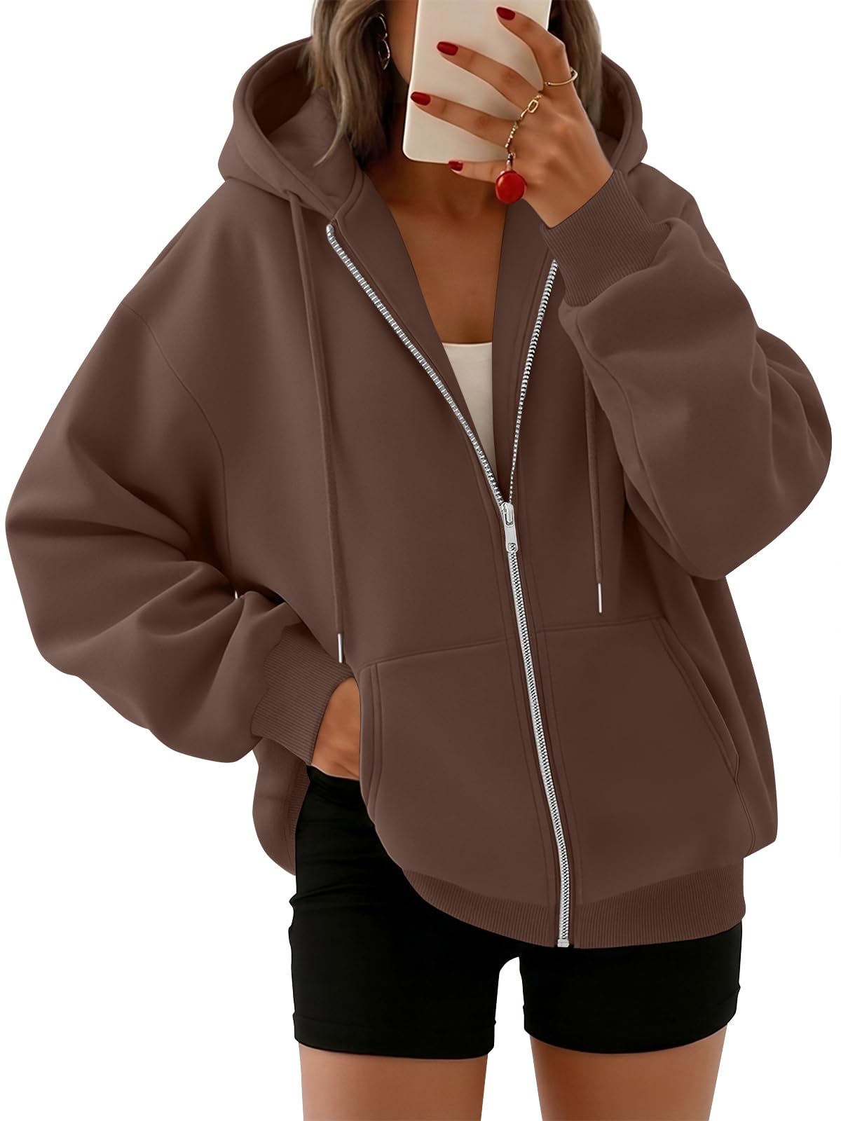 Trendy Queen Womens Zip Up Hoodies 2026 Oversized Sweatshirt
