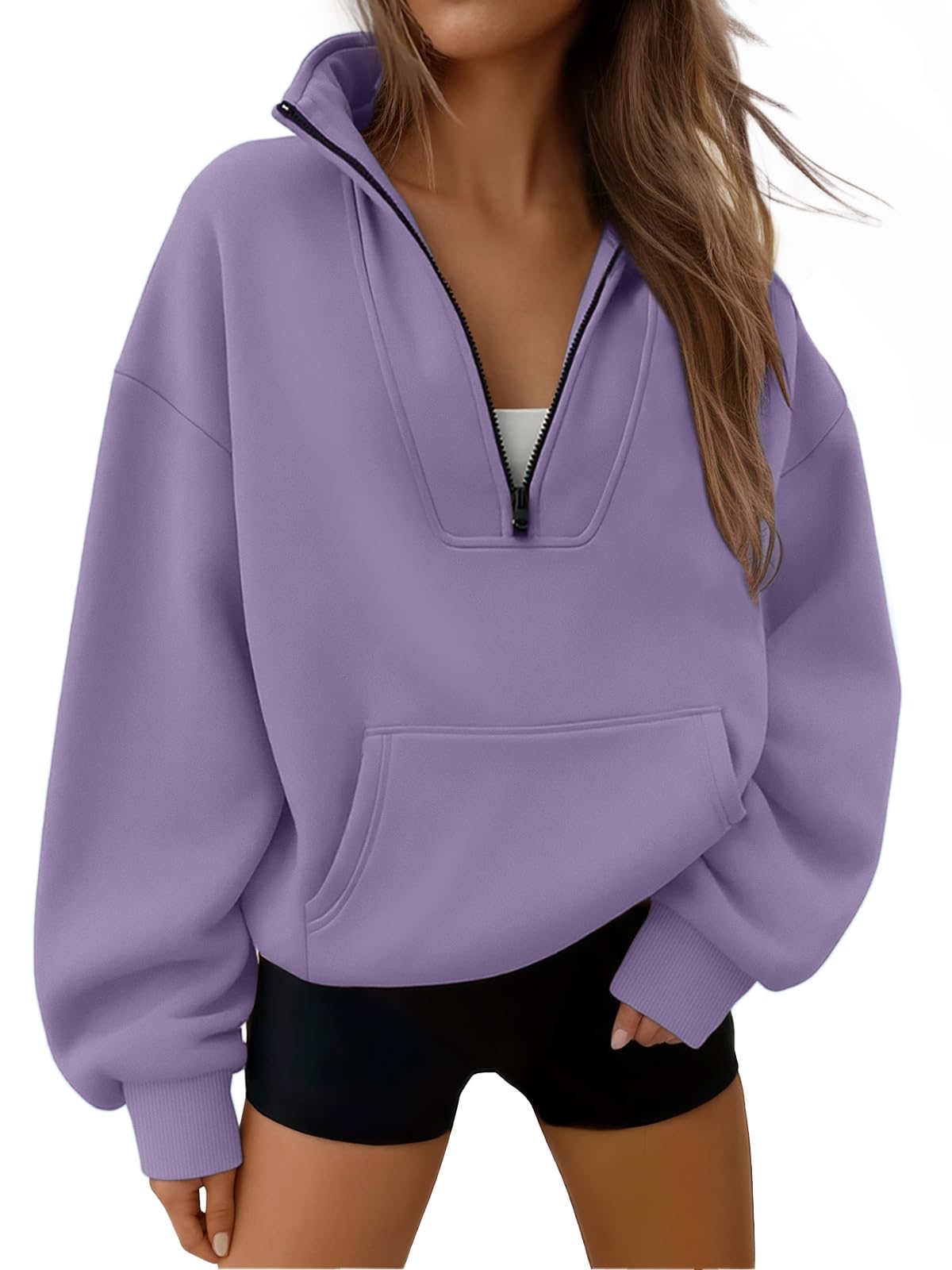 Trendy Queen Womens Sweatshirts Quarter Half Zip Pullover Workout Hoodies Fall Fashion 2026 Winter Fleece Jackets Sweaters