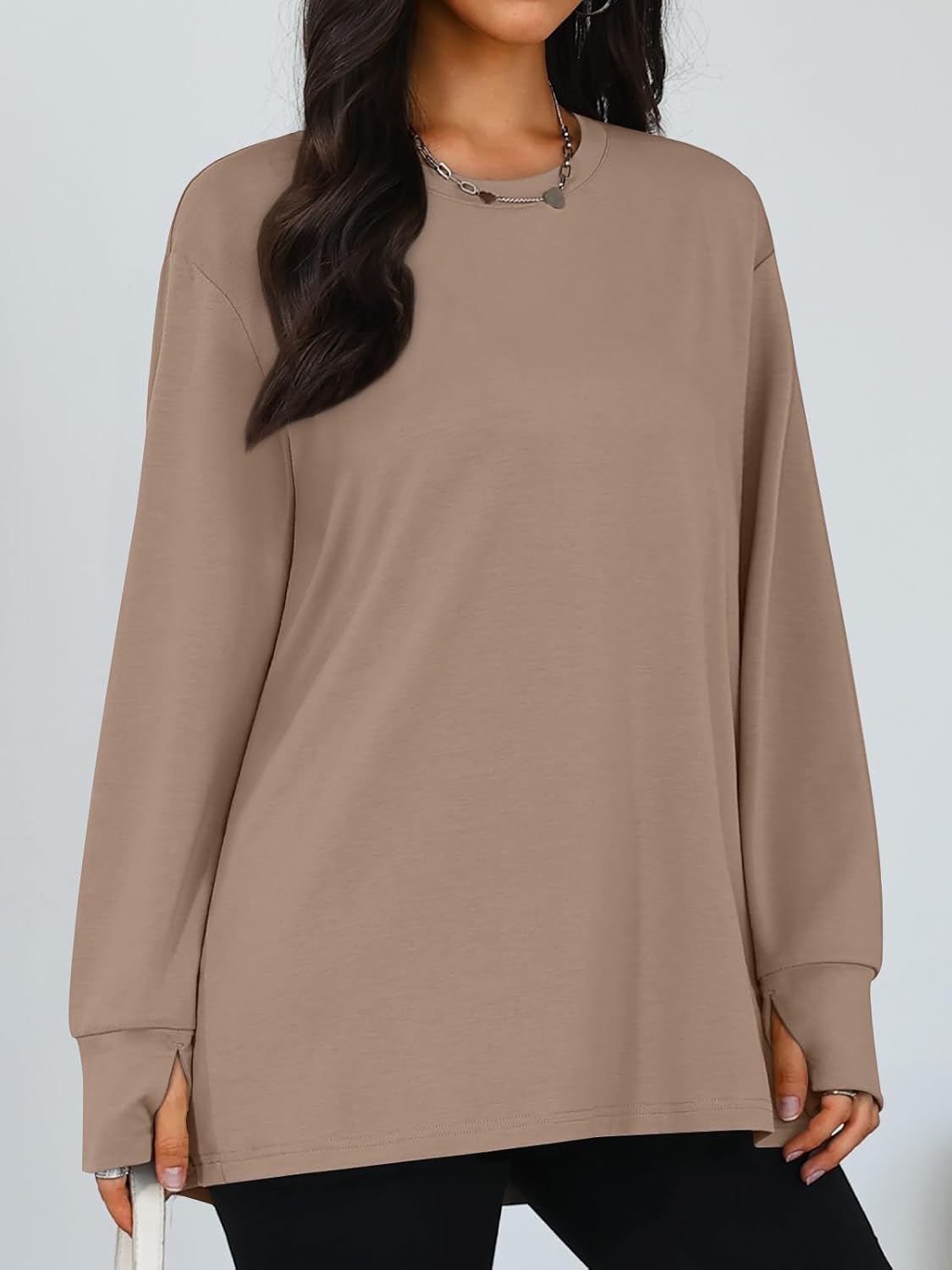 Trendy Queen Womens Oversized T Shirts Fall Thumb Hole Long Sleeve Workout Tops Fashion Plus Size Gym Loose Y2k Tunic Tee