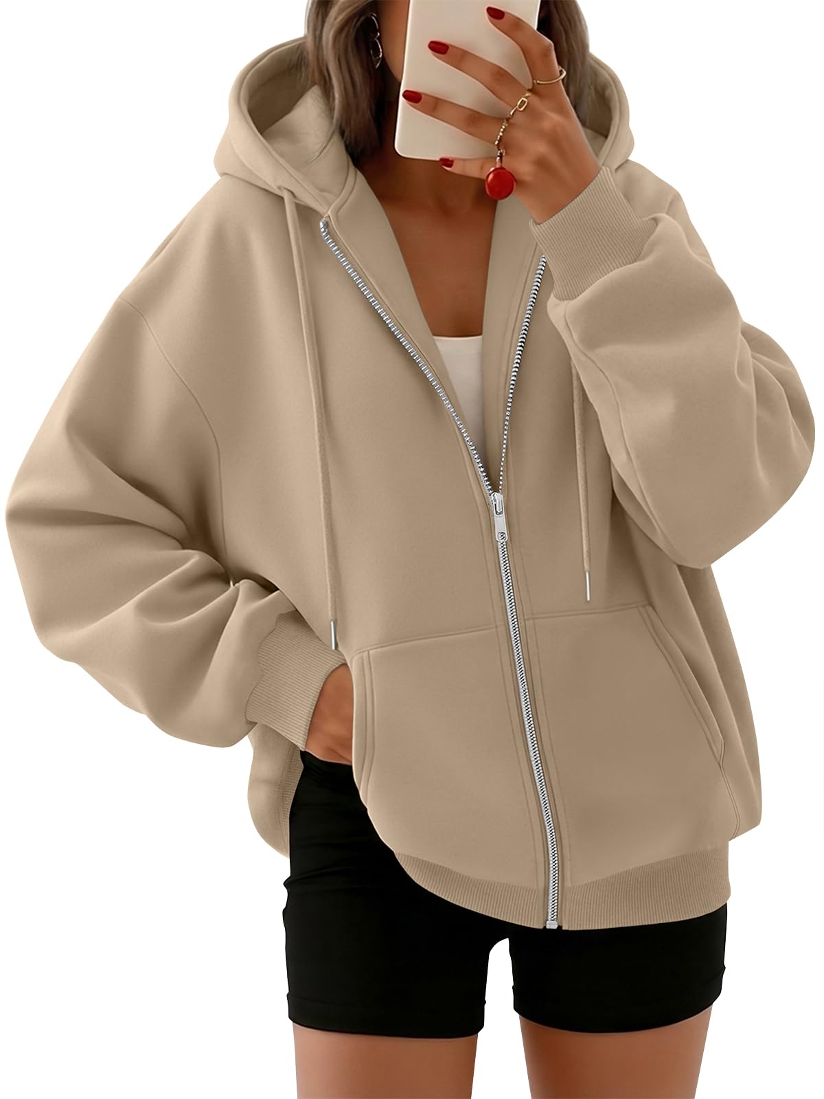 Trendy Queen Womens Zip Up Hoodies 2026 Oversized Sweatshirt