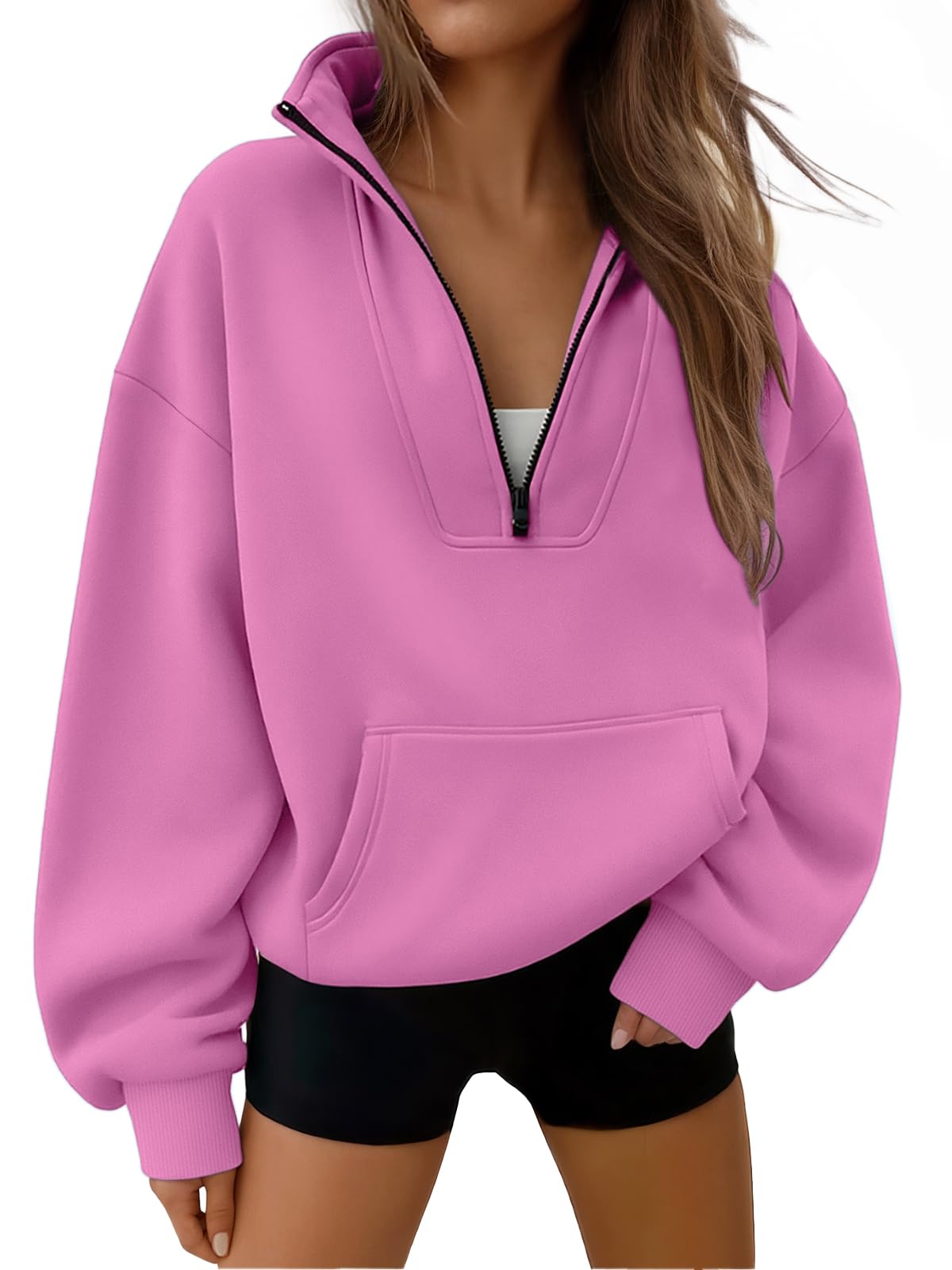 Trendy Queen Womens Sweatshirts Quarter Half Zip Pullover Workout Hoodies Fall Fashion 2026 Winter Fleece Jackets Sweaters