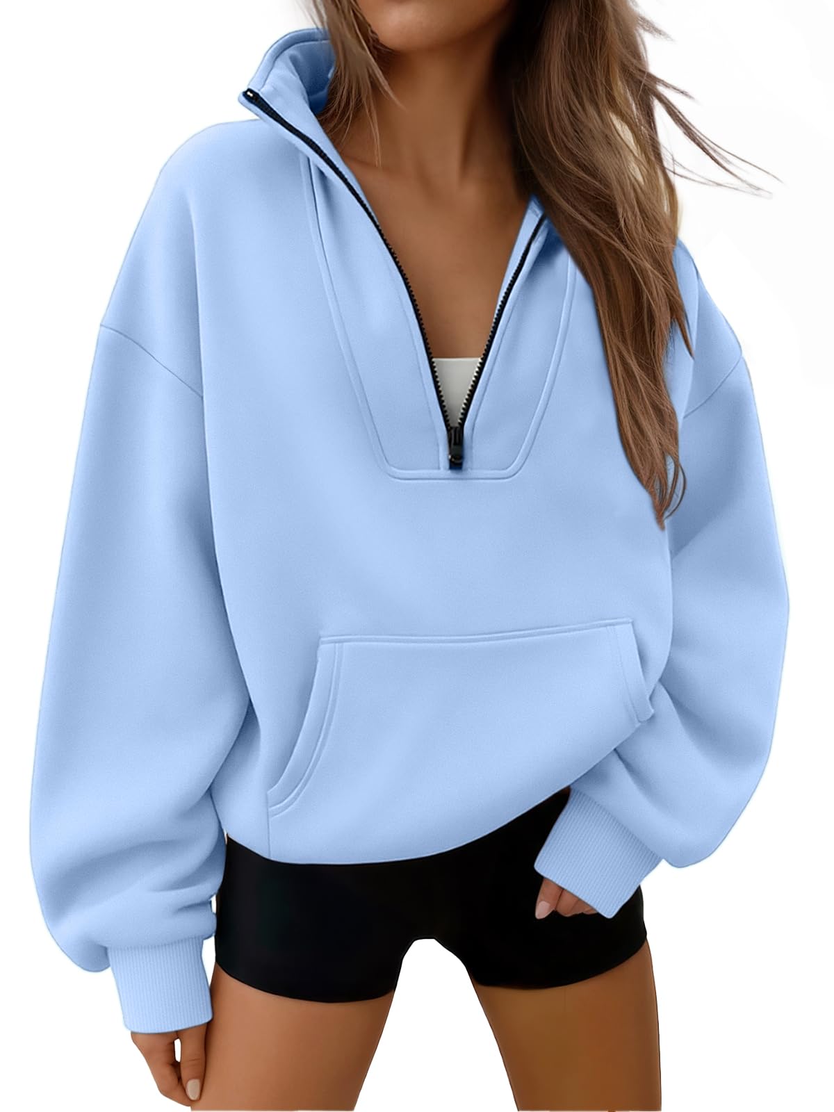 Trendy Queen Womens Sweatshirts Quarter Half Zip Pullover Workout Hoodies Fall Fashion 2026 Winter Fleece Jackets Sweaters