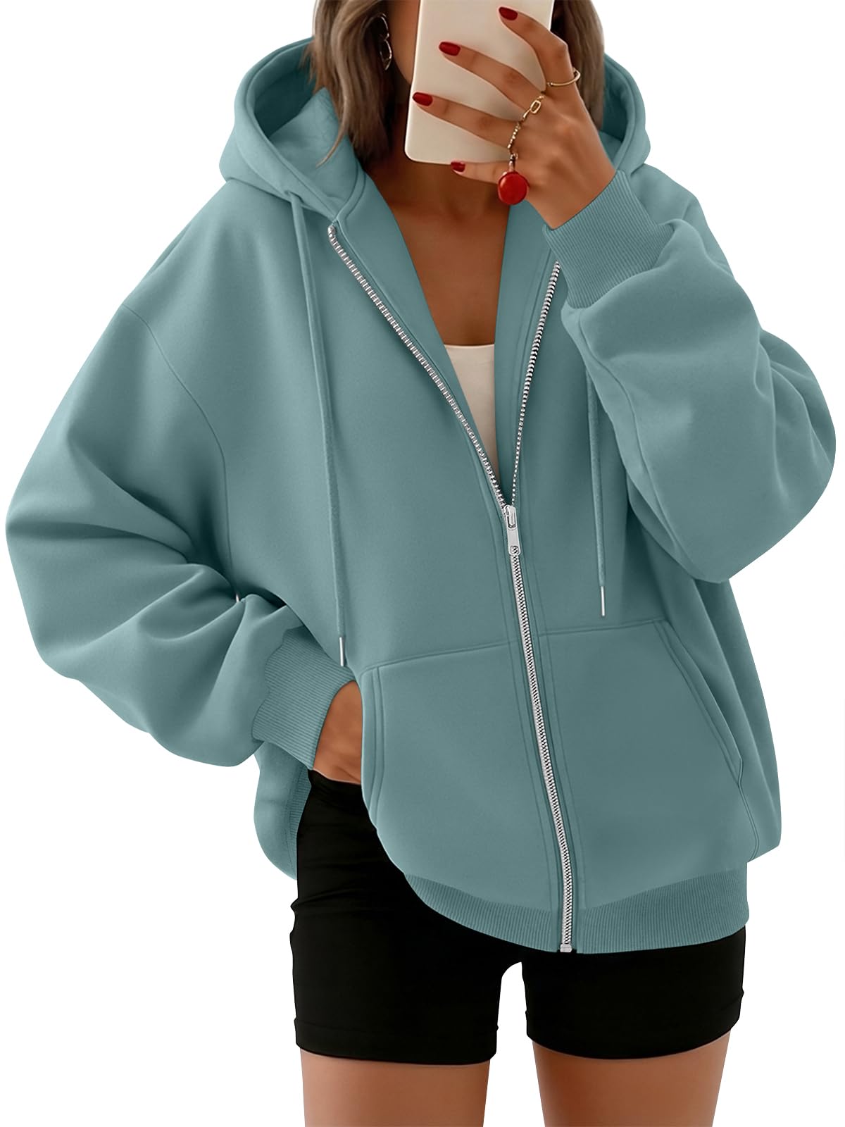 Trendy Queen Womens Zip Up Hoodies 2026 Oversized Sweatshirt