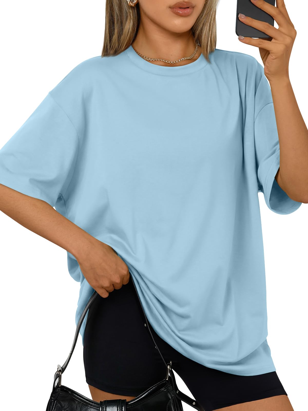 Trendy Queen Womens Oversized Summer T-Shirts Plus Size Short Sleeves Workout Tops
