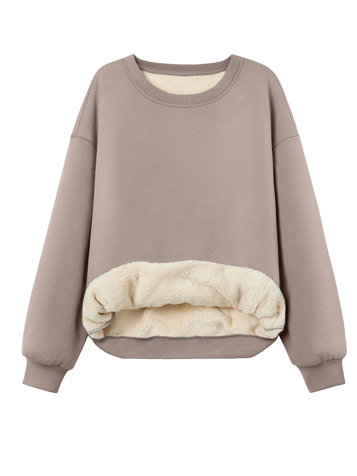 Trendy Queen Fleece Sherpa Lined Sweatshirts for Women 2025 Fall Fashion Winter Crewneck Pullover Hoodies Outfits Clothes