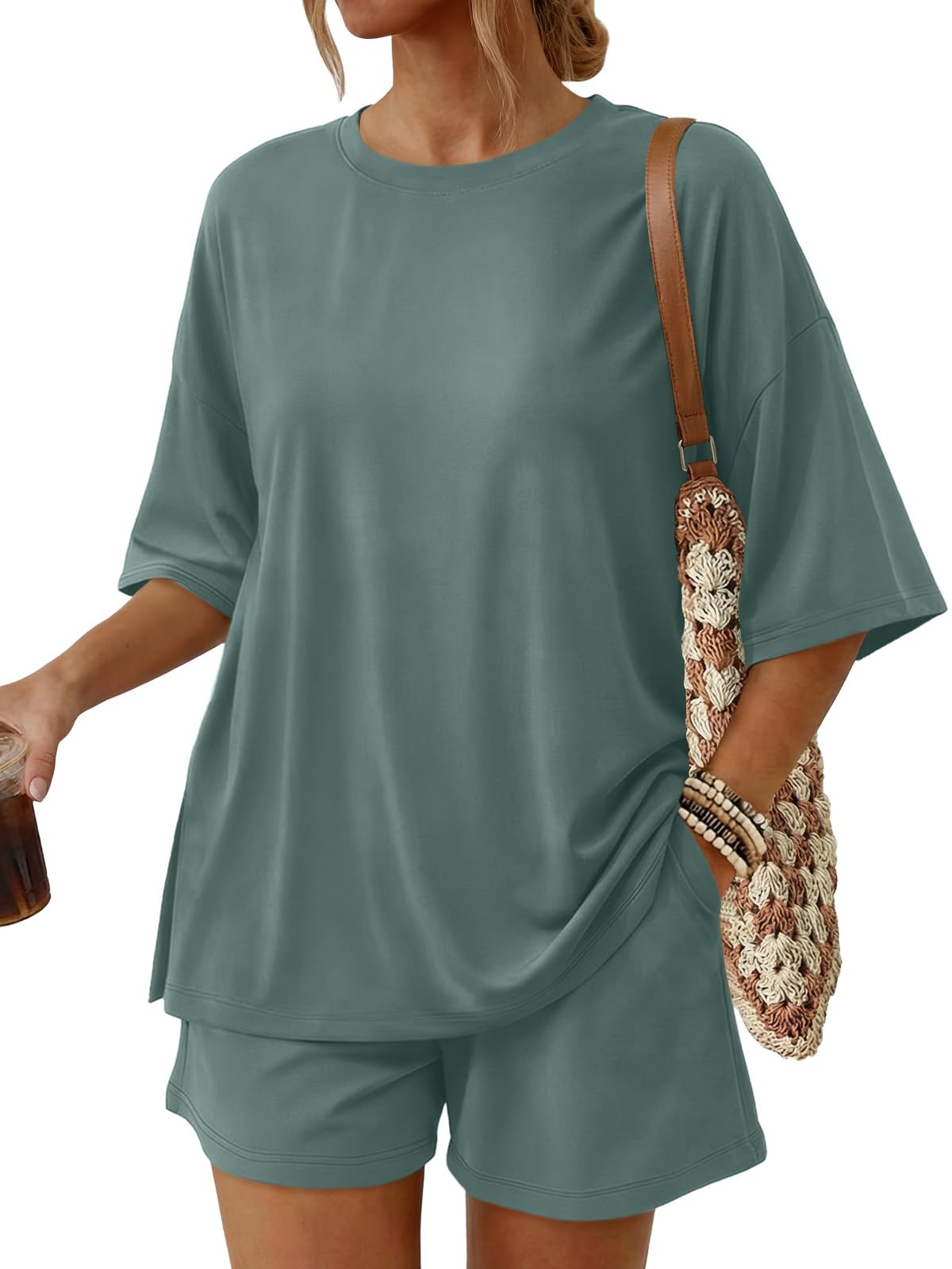 Trendy Queen 2 Piece Summer Set Oversized Top & Loose Fit Shorts with Pockets