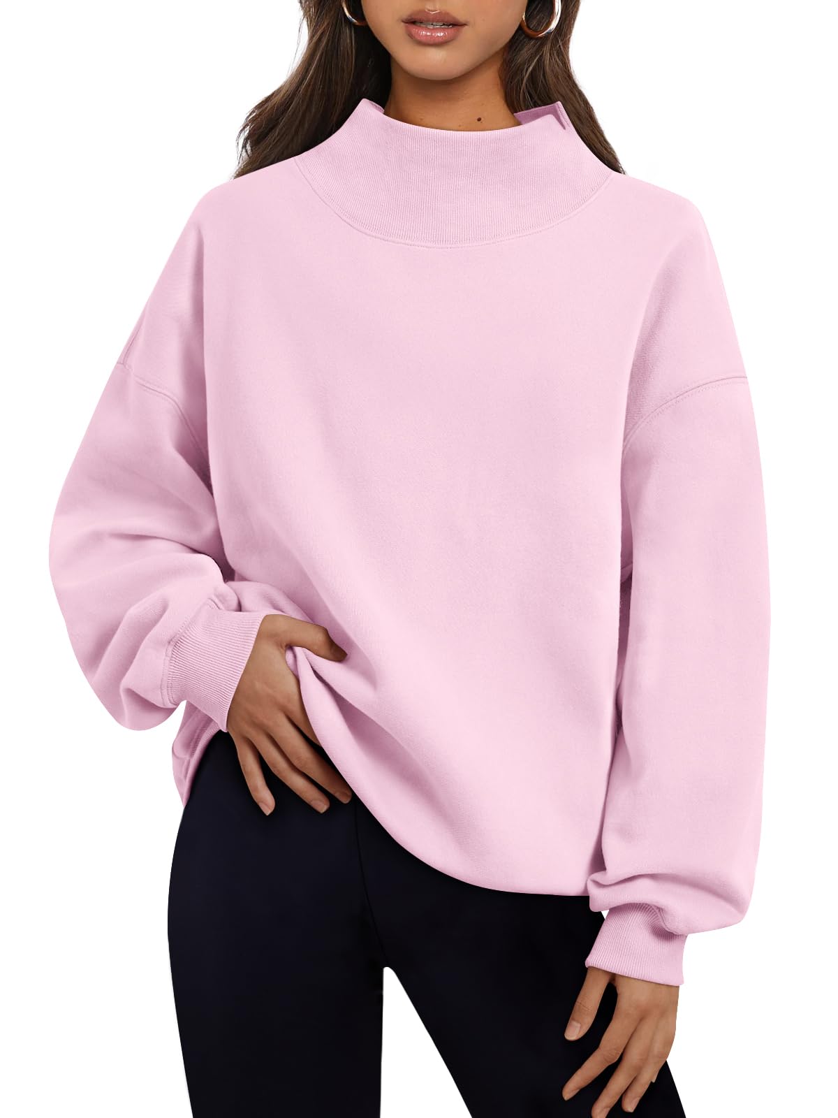 Trendy Queen Womens Oversized Sweatshirts Mock Neck Pullover Long Sleeve Tops Fall Fashion Outfits 2026 Clothes