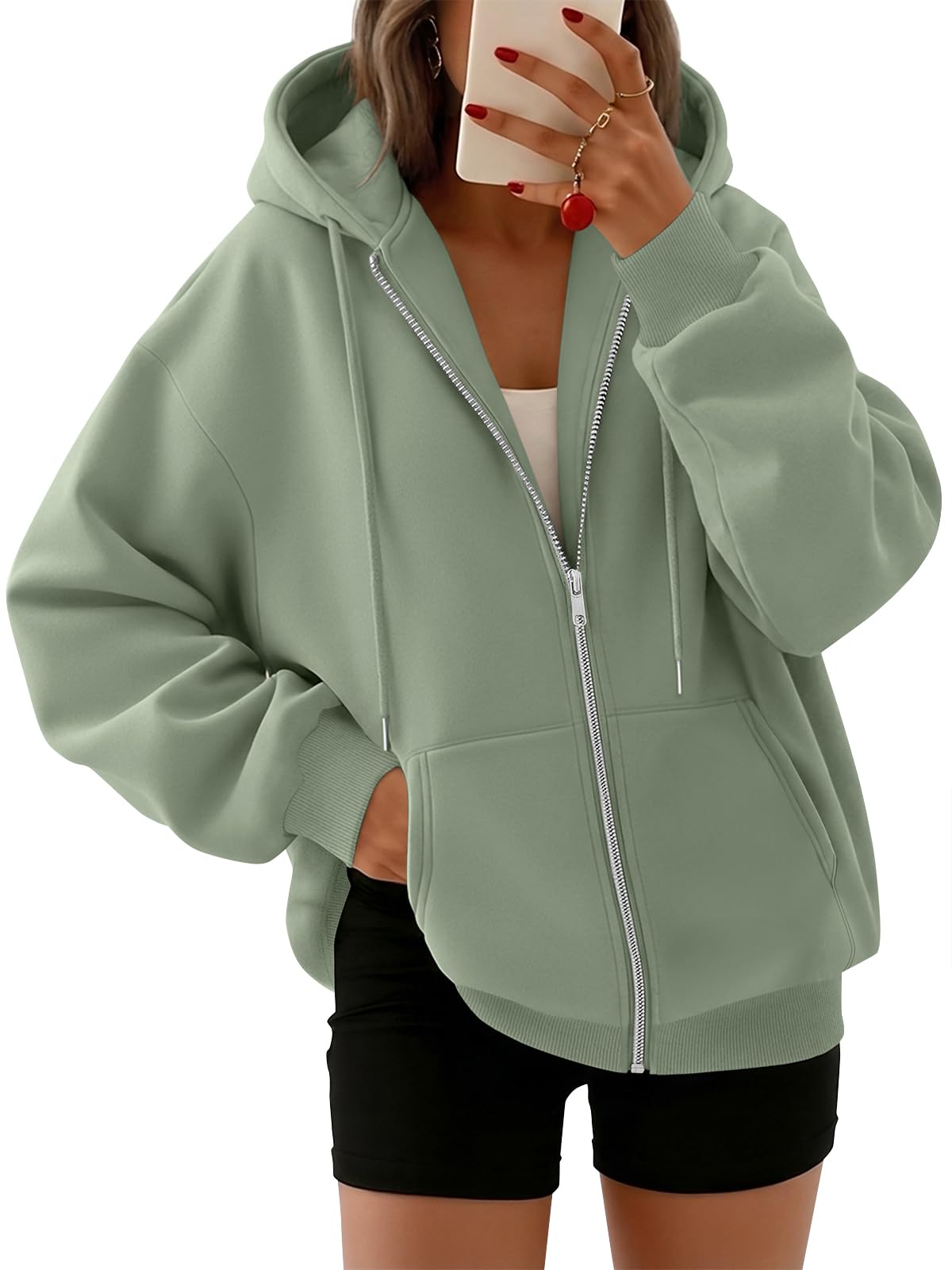 Trendy Queen Womens Zip Up Hoodies 2026 Oversized Sweatshirt