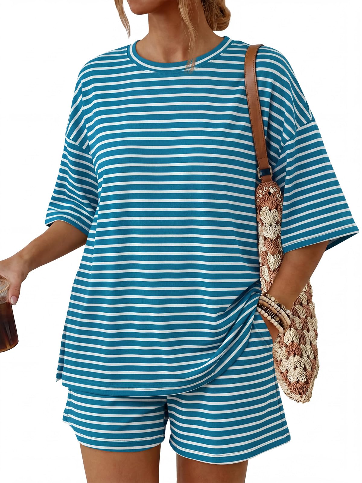 Trendy Queen 2 Piece Summer Set Oversized Top & Loose Fit Shorts with Pockets