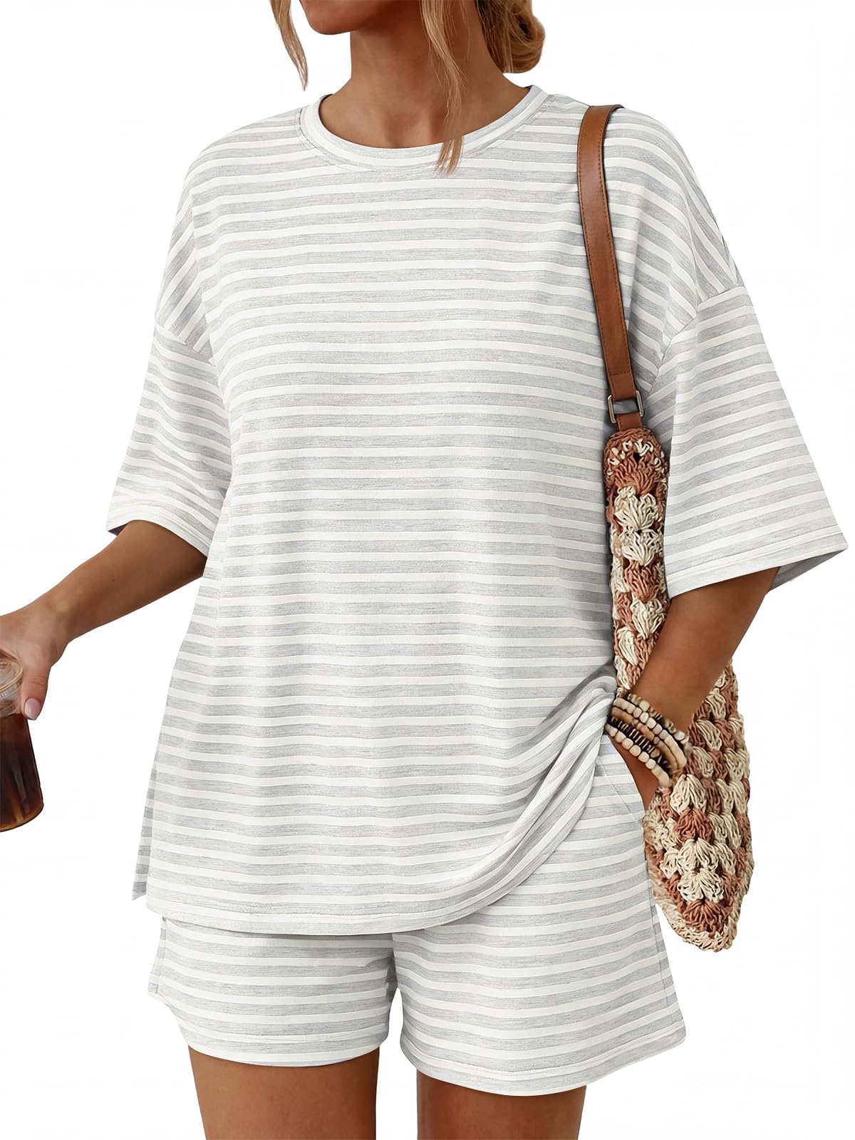 Trendy Queen 2 Piece Summer Set Oversized Top & Loose Fit Shorts with Pockets