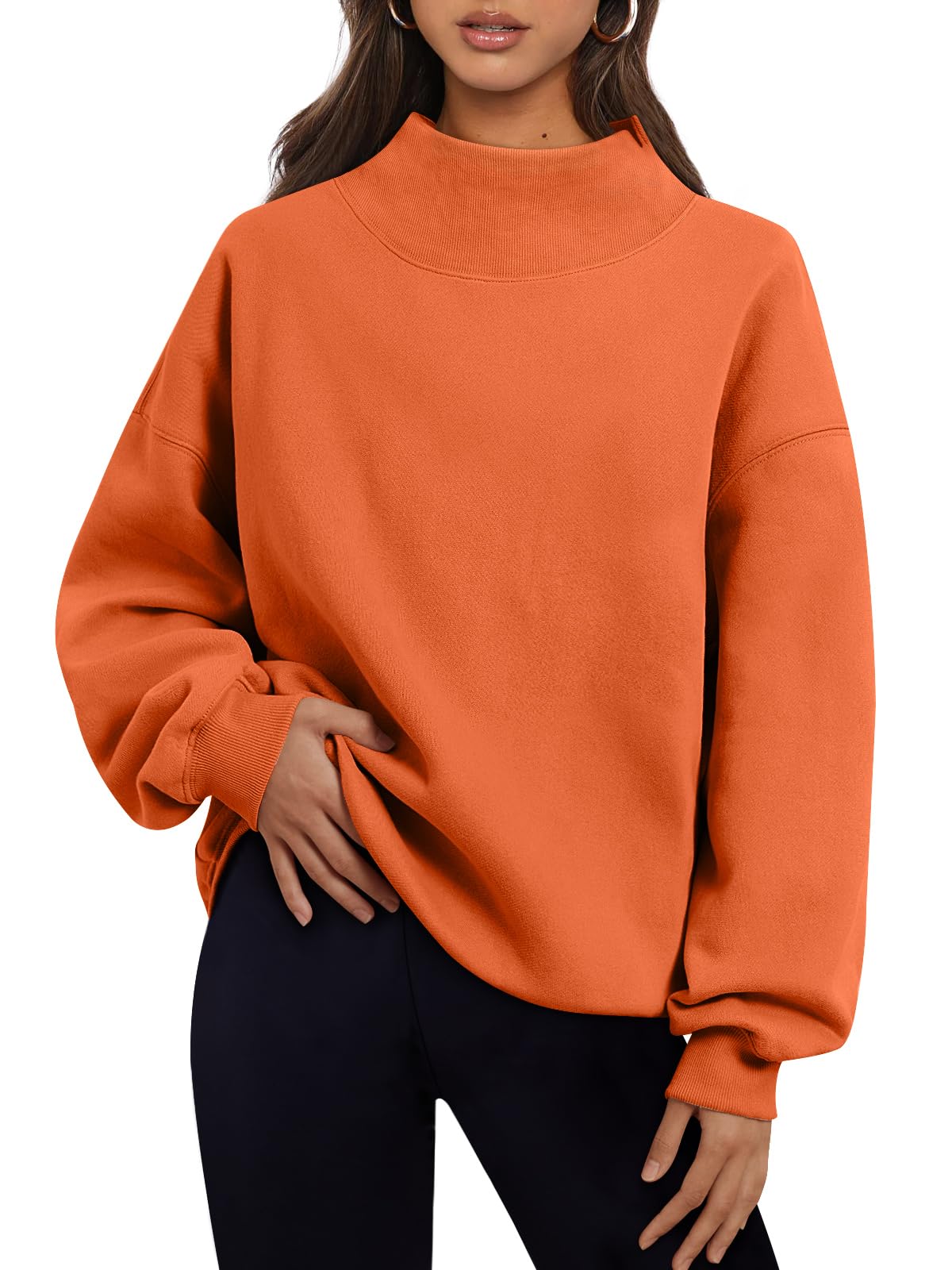 Trendy Queen Womens Oversized Sweatshirts Mock Neck Pullover Long Sleeve Tops Fall Fashion Outfits 2026 Clothes