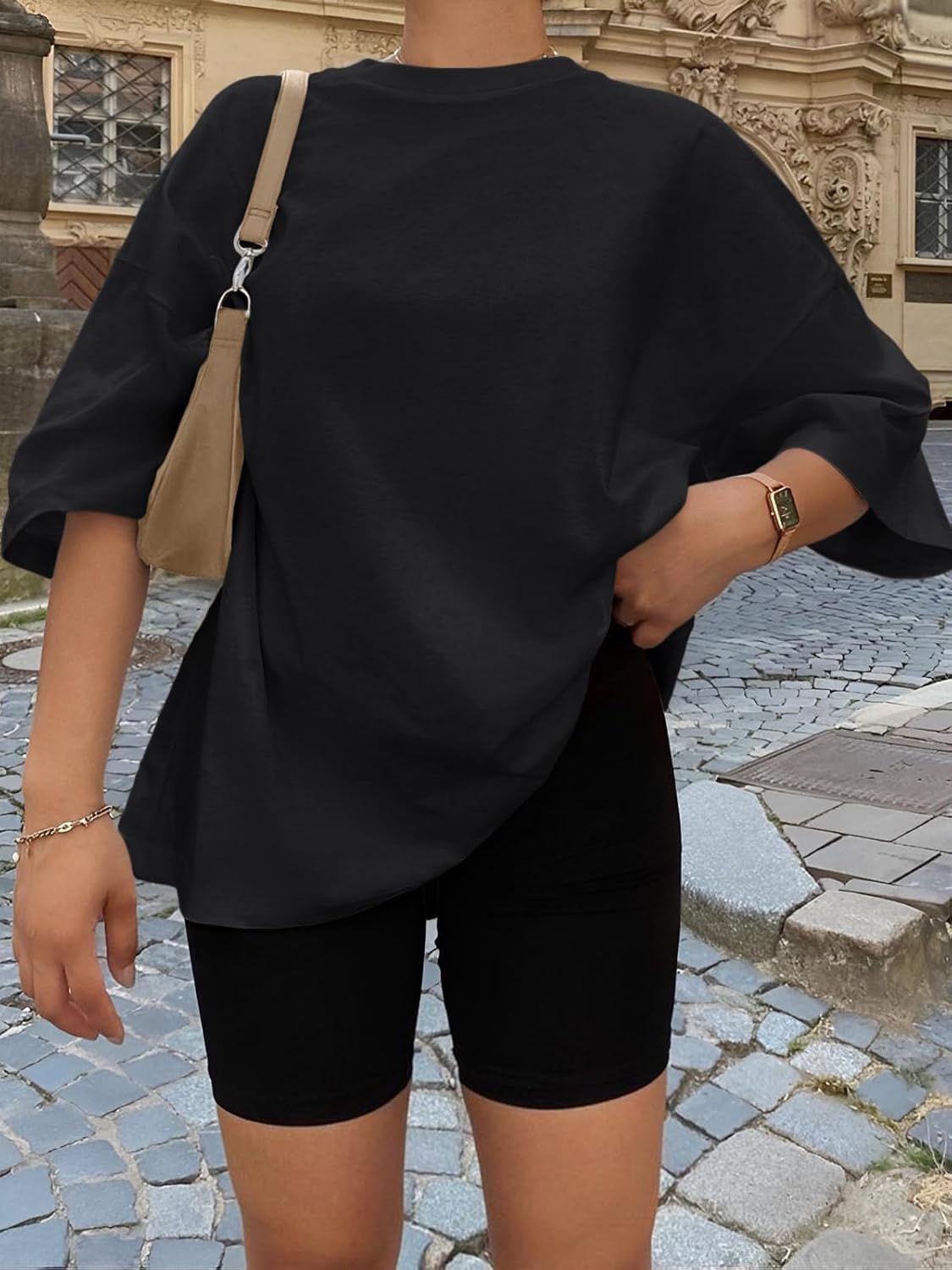 Trendy Queen Womens Oversized Summer T-Shirts Plus Size Short Sleeves Workout Tops