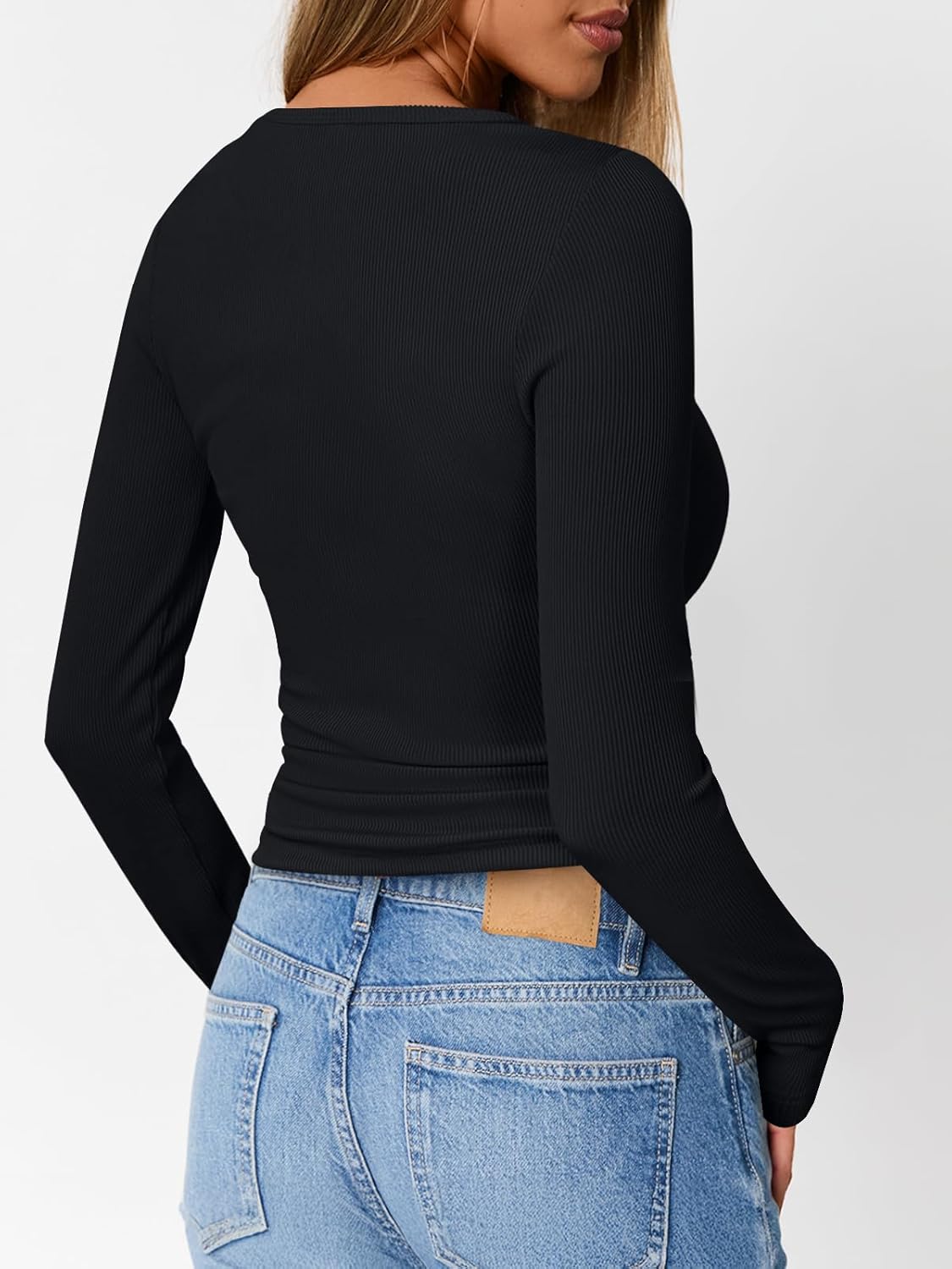 Trendy Queen Long Sleeve Henley Shirts for Women Fall Winter Ribbed Thermal Tops Casual Blouses Basics Tees Cute Sweaters