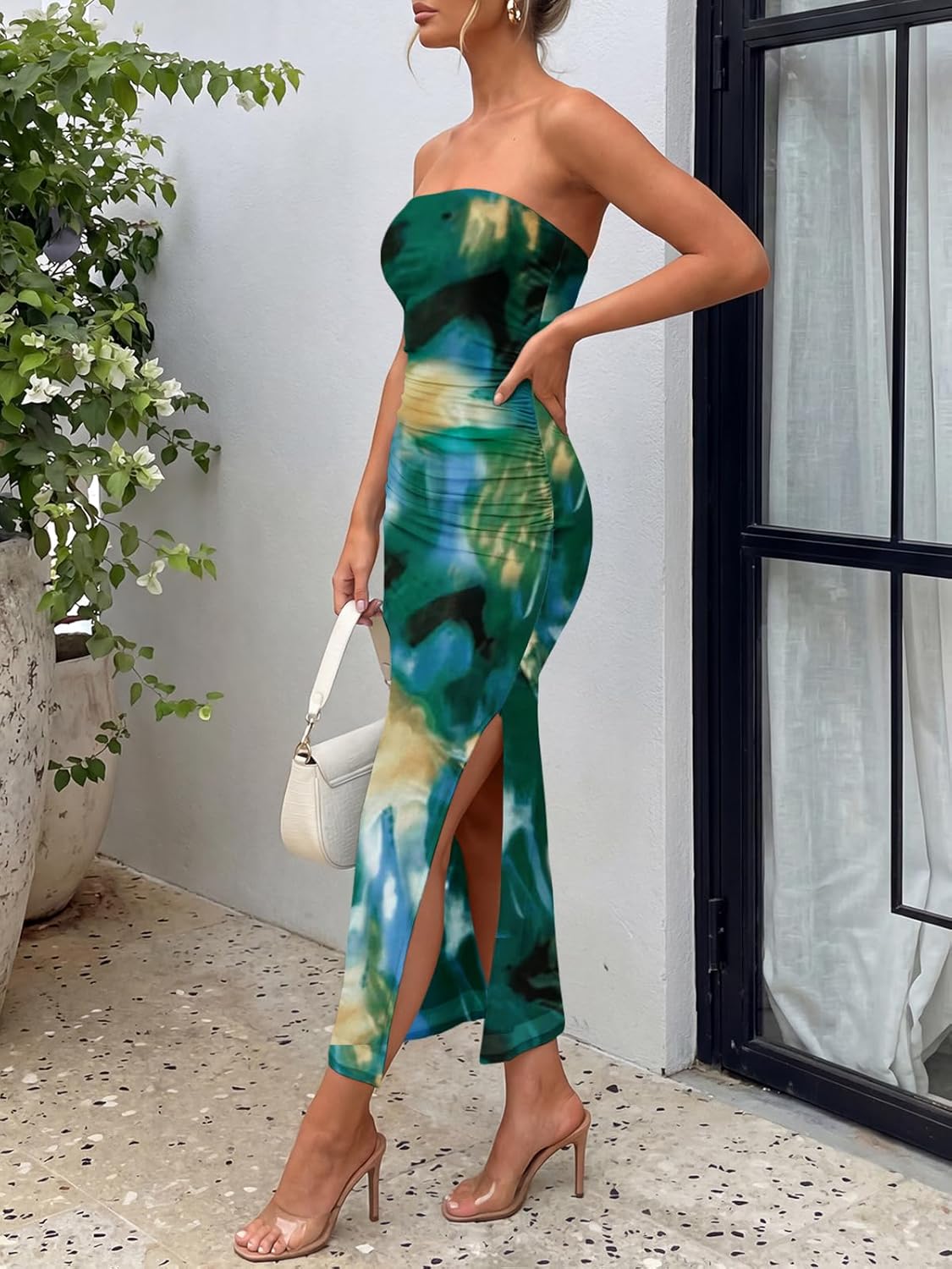 Trendy Queen Women Strapless Tube Dress Summer Beach Vacation Outfits Maxi Party Bodycon Dresses 2026 Wedding Guest Clothes