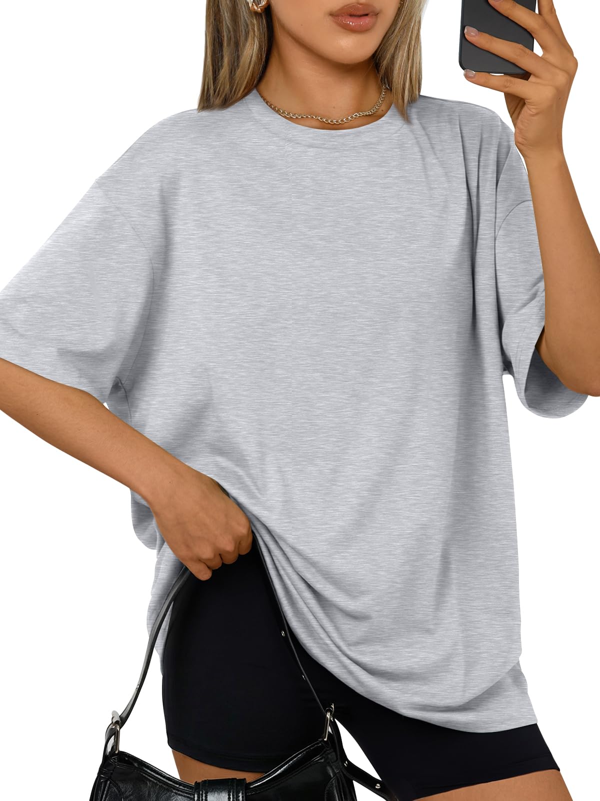 Trendy Queen Womens Oversized Summer T-Shirts Plus Size Short Sleeves Workout Tops