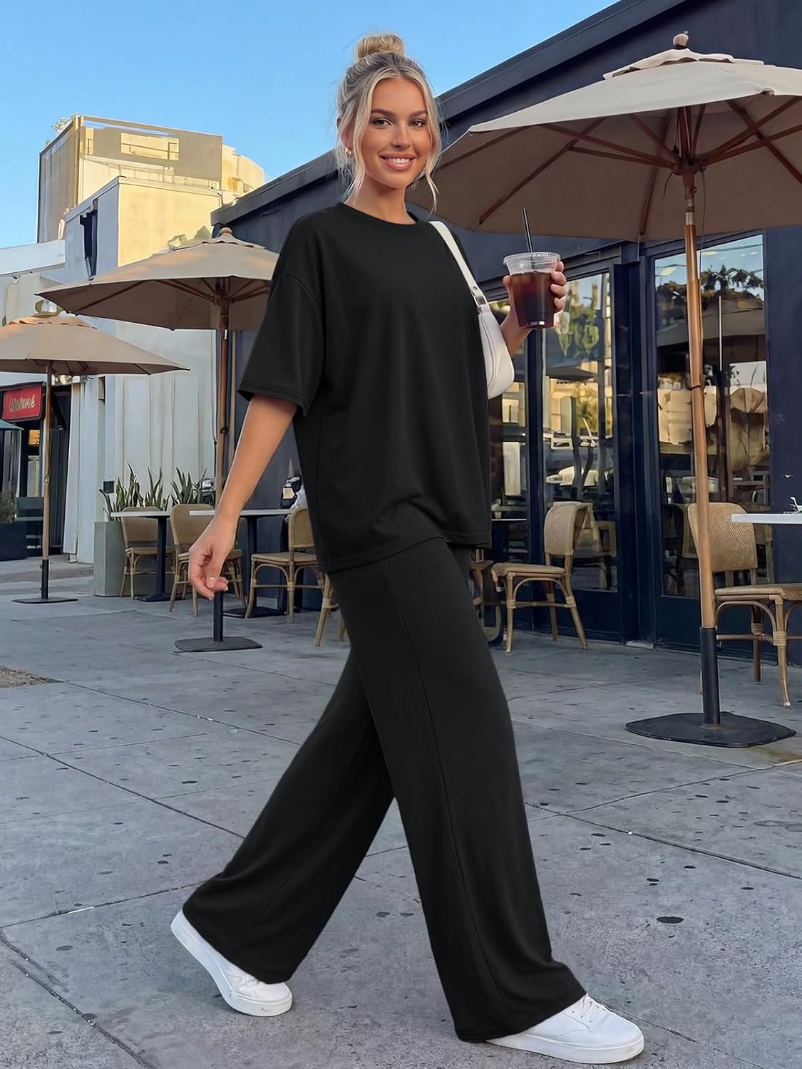 Trendy Queen Women 2 Piece Matching Summer Lounge Sets Clothing 2026 Short Sleeve Shirts & Pants Travel Outfit