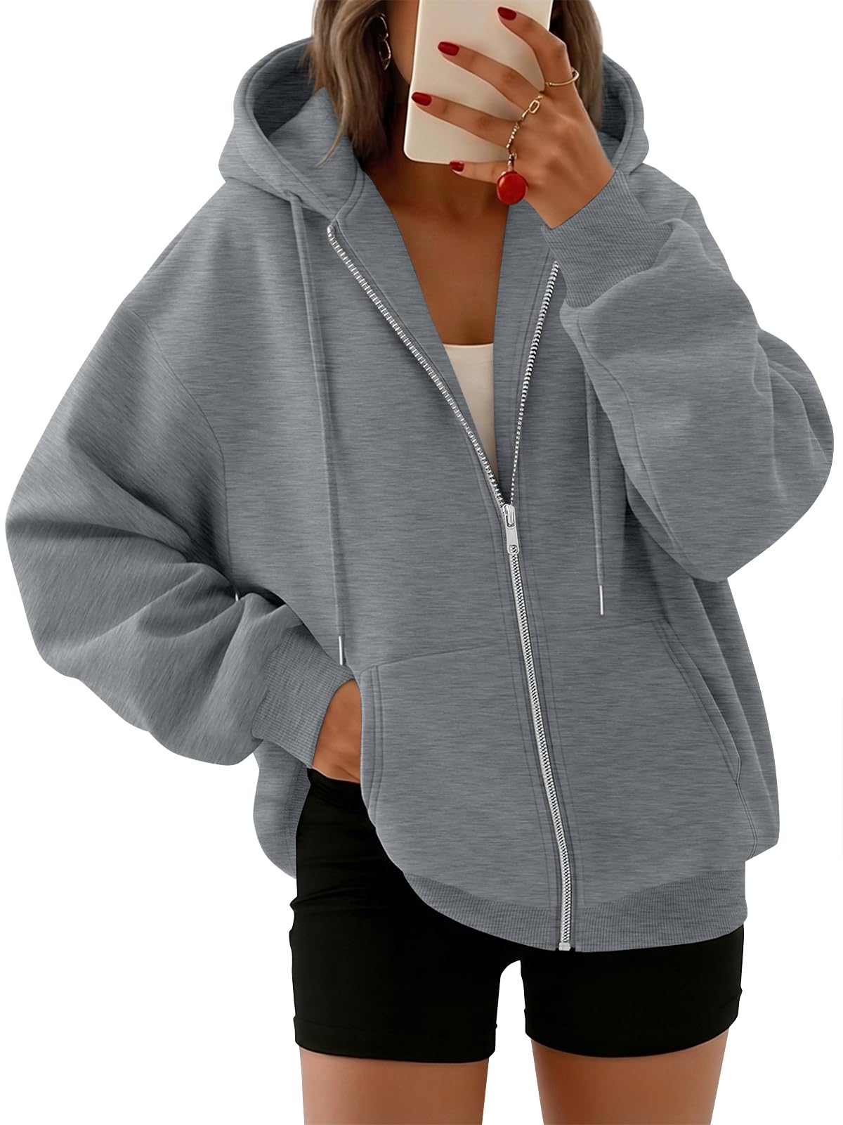 Trendy Queen Womens Zip Up Hoodies 2026 Oversized Sweatshirt