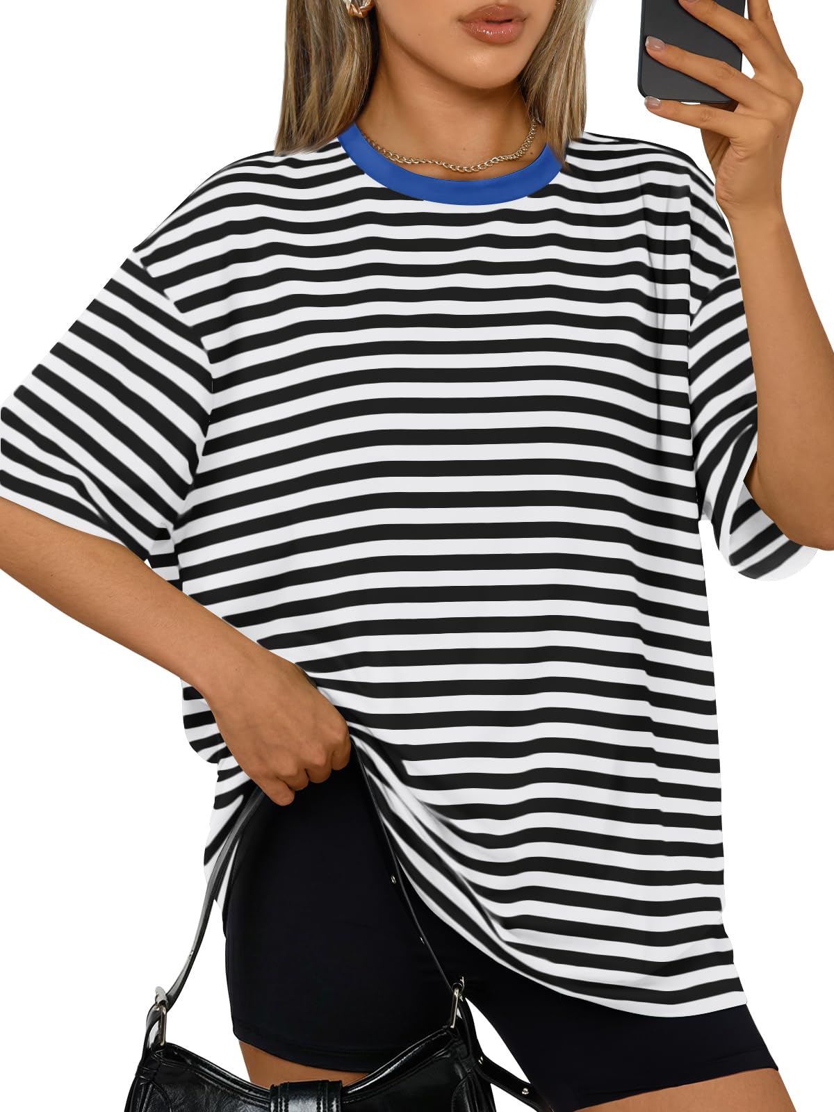 Trendy Queen Womens Oversized Summer T-Shirts Plus Size Short Sleeves Workout Tops