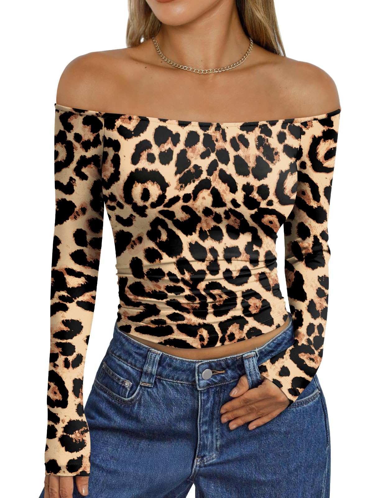 Trendy Queen Womens Long Sleeve Off The Shoulder Tops Going Out Cute Basic Y2K Fall Fashion 2026 Outfits Clothes