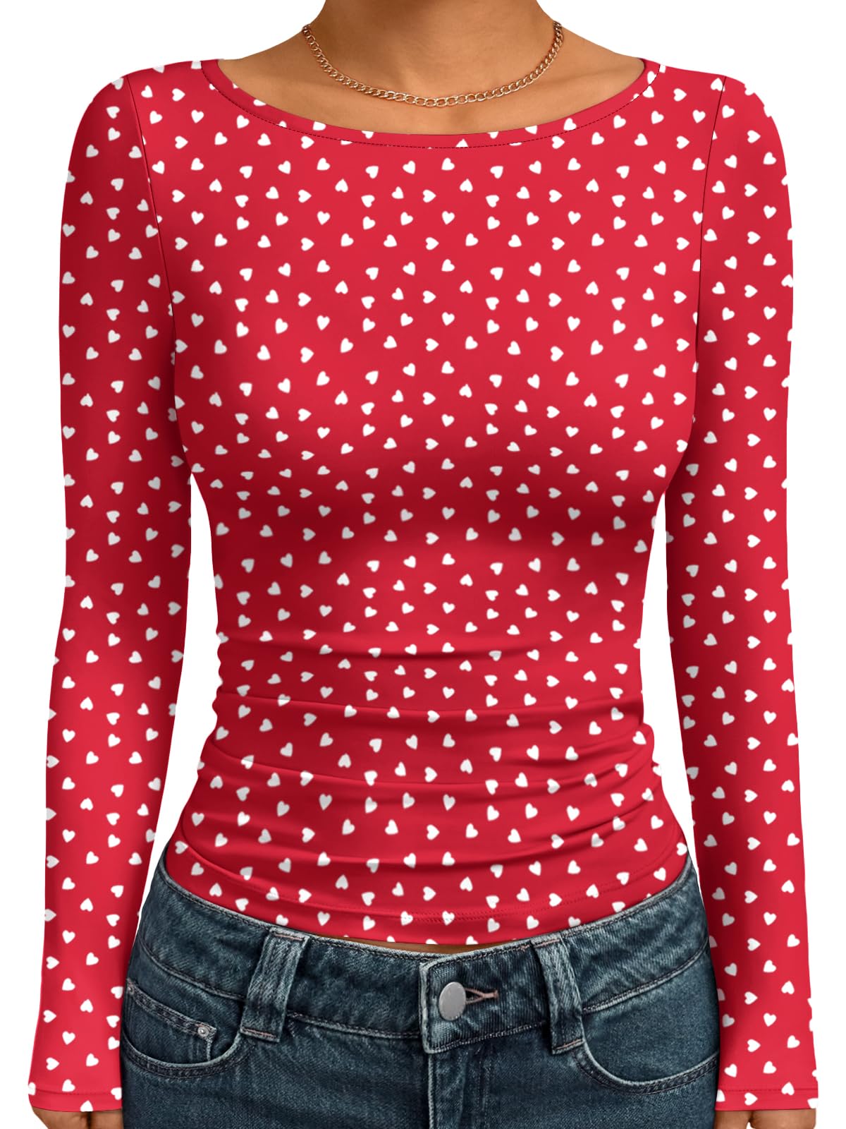 Trendy Queen Women's Boat Neck Tops Long Sleeve Shirts Fitted Fall Basic Clothes