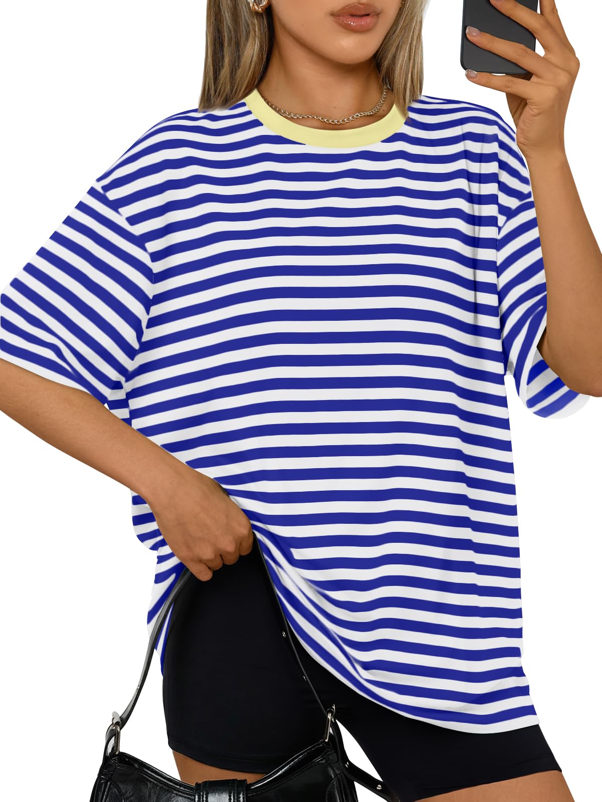 Trendy Queen Womens Oversized Summer T-Shirts Plus Size Short Sleeves Workout Tops