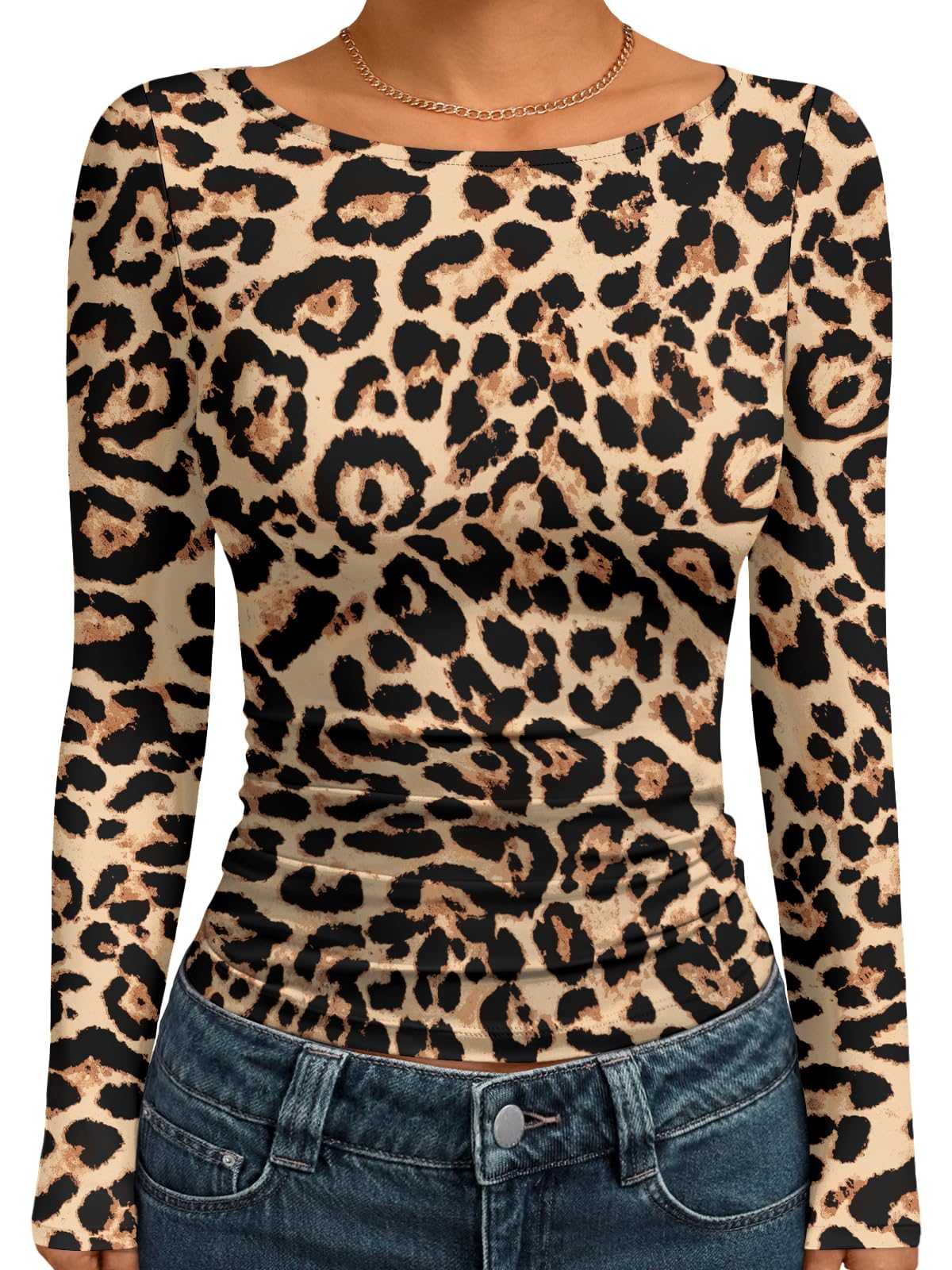 Trendy Queen Women's Boat Neck Tops Long Sleeve Shirts Fitted Fall Basic Clothes
